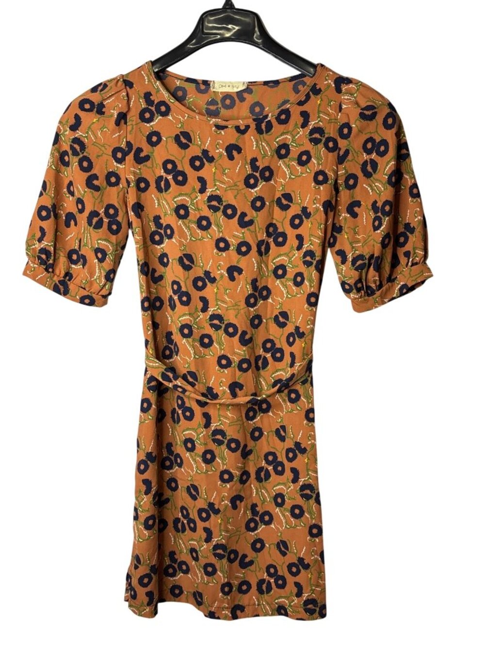Pixi + Ivy Mini Shirt Dress Size S Belted Abstract Leopard Print Multicolor Y2K